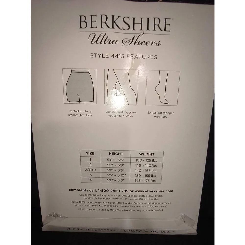 Berkshire Ultra Sheer Control Top Pantyhose.  Ivory Size 1. Control top and sand
